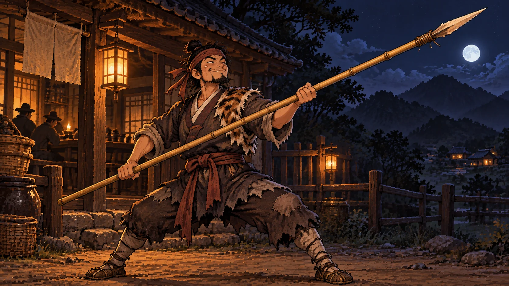 A SANJEOK with a bamboo spear